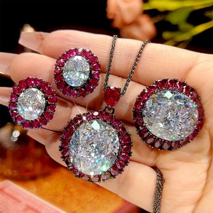 Fashion Jewelry Eco-friendly Copper Black Gold Plated 18*20mm White Zircon Multi <b>Colour</b> Pendant <b>Set</b> for Banquet - Product Image 3