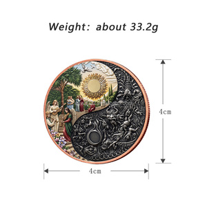 Moneda Conmemorativa de Cobre Fino .999 de 1 Oz con Bajo MOQ, Medalla Coleccionable Yin Yang Cielo y Infierno - Product Image 2