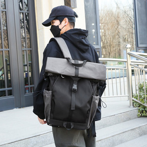 Men's <b>Backpack</b> <b>Large</b> Capacity Expandable Laptop Bag For Travel And School Black Gray Green Solid Color 8 Inches Compatible - Product Image 2