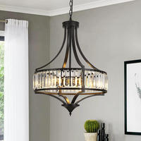 Lampe de plafond vintage noire minimaliste moderne, lustre en cristal rétro en fer pour salon, luminaire suspendu pour îlot de cuisine