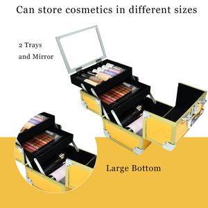 Trousse de Maquillage de Voyage Personnalisable avec 4 Plateaux, Organisateur Cosmétique, Boîte de Rangement de Maquillage Verrouillable, <span class=keywords><strong>Valise</strong></span> de Maquillage - Product Image 4