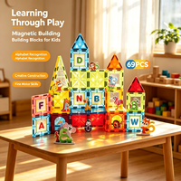 Jeu de 69 pièces de puzzle magnétique coloré pour fenêtre, lettres de l'alphabet, jouet éducatif pour l'apprentissage, idéal pour les jeux en classe pour enfants - Vente Flash