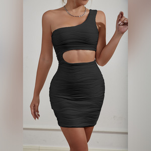 2025 pour <span class=keywords><strong>Amazon</strong></span> nouveaux vêtements pour femmes transfrontaliers européen américain eau ondulation simple épaule Sexy <span class=keywords><strong>été</strong></span> robe en mousseline de soie - Product Image 3