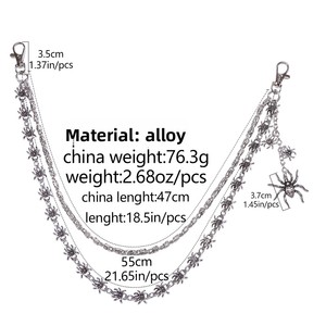 Ciondolo a Ragno 3D in Lega Metallica Stile Hip-hop a Doppio Strato con Logo Personalizzato <span class=keywords><strong>per</strong></span> <span class=keywords><strong>Pantaloni</strong></span>, Tasche, Portafogli e Jeans - Product Image 6