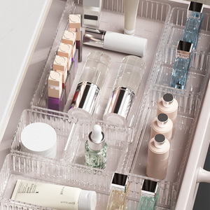 Transparent Cosmetic <b>Storage</b> <b>Box</b> Set 4 In 1 Stackable Desktop Organizer For Makeup Bathroom Bedroom Pet Material - Product Image 4