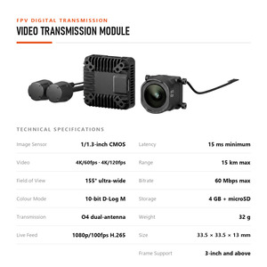 Module de transmission vidéo numérique FPV O4 Air Unit Pro avec capteur CMOS 1/1,3 pouce, caméra 4K/120fps pour les constructeurs de drones FPV - Product Image 6
