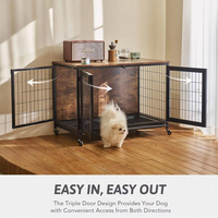 Cage pour chien de luxe moderne en acier et bois avec motif solide, durable et écologique, idéale pour la maison et les animaleries