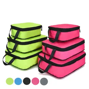 YZAOLL Set di borse a cubetti per imballaggio a compressione Unisex 3 pezzi con motivo a lettere e organizer per bagagli da viaggio con chiusura a cerniera regalo perfetto