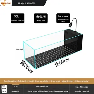Acquario Moderno in Vetro per <span class=keywords><strong>Soggiorno</strong></span> e Ufficio - Vetro Ultra Bianco Rinforzato, Dimensioni Medie/Grandi, per Pesci Naturali Sudamericani - Product Image 6