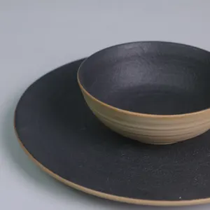 Preto matt cerâmica tigela frutas pequeno-almoço tigelas japonês produtos dinnerware restaurante nórdico home decor casa e cozinha