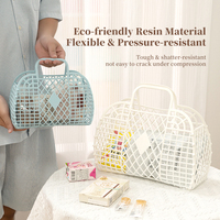 Panier de courses pliable en PE, petit format, coloré, ajouré, pour la maison, idéal pour l'organisation