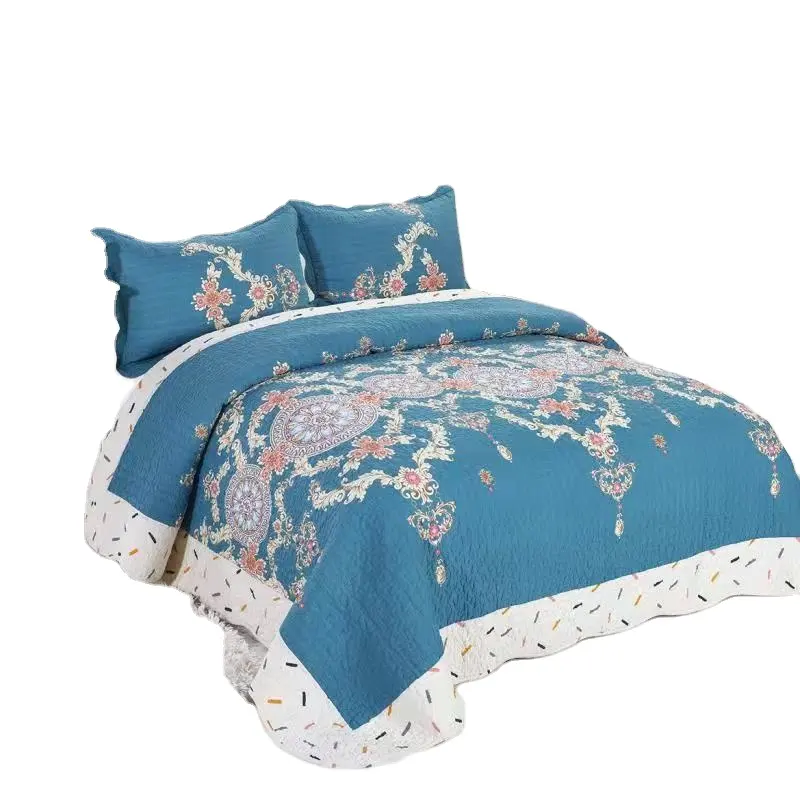 Embroid Selling King Size 100% Cotton Custom Print Luxury Bed Sheet Bedding Set luxury shiny bedding set