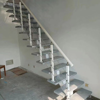 Escalier à cordes réglable, design simple et élégant, marches en bois massif, installation facile, escalier à plateaux noirs