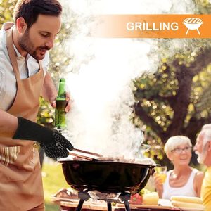 Gants de barbecue, gants de four, gants de grillade - 1472 ℉   Gants de four résistants à la chaleur extrême avec doigts - Product Image 4