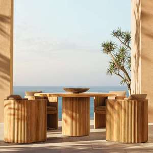 <b>Outdoor</b> Teak Dining <b>Table</b> and Chair Set Environmentally Friendly Solid Wood Furniture Suitable for Hotel Villa Courtyard Garden - Product Image 3