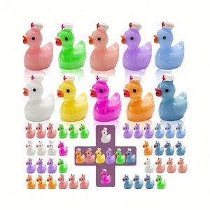Mini Patitos de Resina con Gorro de Enfermera, Figuras de Animales Pequeños para Decoración de Jardín en Miniatura, Casa de Muñecas - Product Image 1