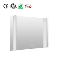 Miroir de salle de bain intelligent rectangulaire moderne en acrylique cannelé avec colonne lumineuse LED, interrupteur tactile, anti-buée, miroir de vanité mural