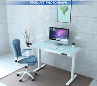 Cadre de bureau debout électrique à double moteur E4 bureau d'ordinateur moderne en verre ergonomique réglable en hauteur pour usage domestique