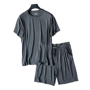 High Quality <strong>Men's</strong> Summer Modal Cotton Silk Pajamas Breathable Loose <strong>Short</strong>-Sleeved <strong>Shorts</strong> Pajama <strong>Set</strong> for <strong>Men</strong> - Product Image 5