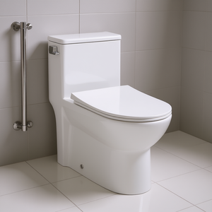 Inodoro alargado de una pieza, 1.28 GPF, descarga Vortex, 12 pulgadas, diseño con faldón de fácil limpieza, montaje en el suelo, para uso en baño - Product Image 2