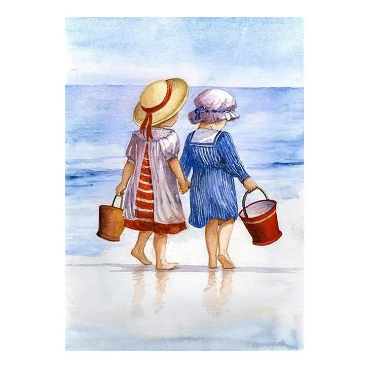 Ever Moment Diamond Painting Children Seaside Girls Art Decor Household 3F1944