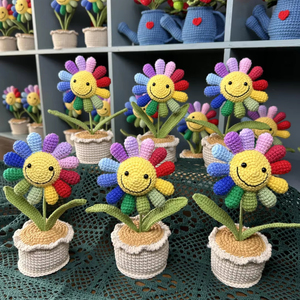 Proveedor mayorista en línea Macetas de ganchillo Girasol Plantas de <span class=keywords><strong>flores</strong></span> artificiales tejidas a mano para Navidad Regalos del Día de San Valentín - Product Image 5