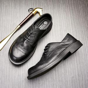 Chaussures en cuir pour homme, style <span class=keywords><strong>moine</strong></span>, cuir véritable souple, antidérapantes, rétro, mode décontractée - Product Image 2