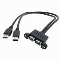 50cm Schwarzes USB 3.0 Stecker-zu-Buchse-Kabel mit 2 Steckern und Panelmontage USB-Verlängerungskabel