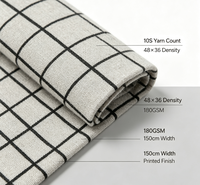 Tissu tissé imprimé aspect lin nordique, mélange de coton 10S, 180 GSM, largeur 58/60 pouces, laminé PE, écologique, pour nappes, coussins et tabliers