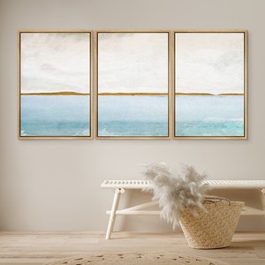 Pintura al óleo de paisaje marino natural con textura minimalista abstracto hecho a mano personalizado enmarcado flotante moderno para pared de oficina de Hotel en casa - Product Image 5