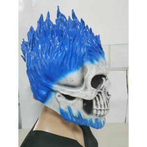 Máscara de Calavera de Ghost Rider para Halloween, Máscara Facial Completa de Látex, Accesorio para Disfraz de Terror, Diseño de Llamas Rojas - Product Image 4