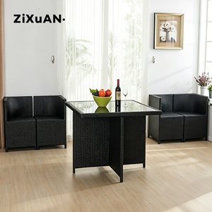 Meubles d'extérieur de haute qualité, imperméables, blancs, 4 ensembles de tables et chaises en rotin avec tiroir - Product Image 6