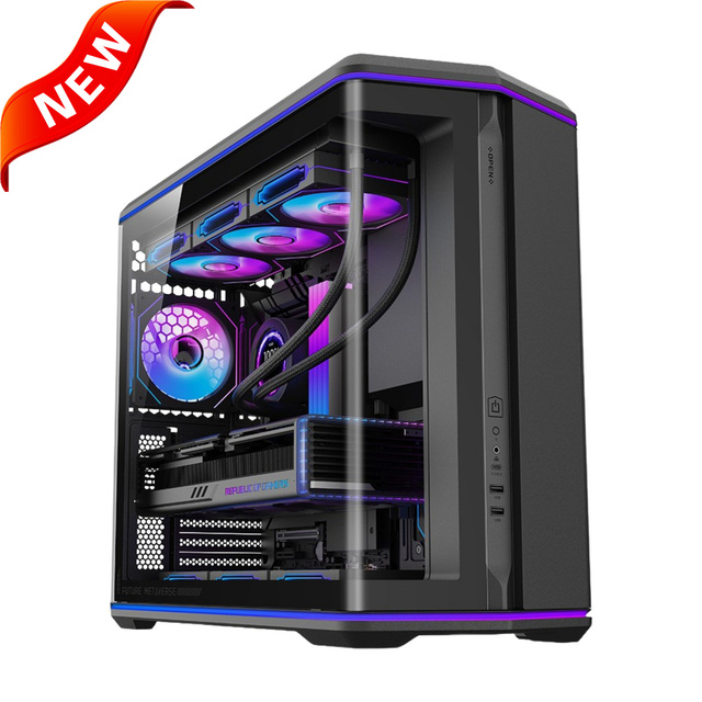 OEM ODM Private Label 235AX Curved Dual Chamber ATX Gaming PC Case Factory Direct Source Bulk Order Computer Chassis PC Casing