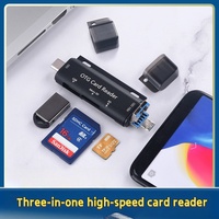 Lecteur de cartes mémoire externe USB-C 3-en-1 en alliage d'aluminium avec ports MMC/SD et USB, adaptateur OTG pour MacBook et PC IUSB Pro