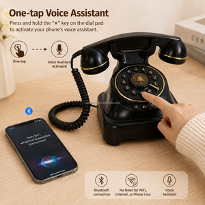 Téléphone de bureau rétro Bluetooth prêt à être expédié, prend en charge l'assistant vocal, téléphones filaires de style rétro, vente en gros - Product Image 5