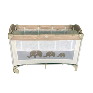 .Multi Function Baby Playpen Infant Travel Cot Bed Children Furniture Grey Double Layer Playard with Wheels Child <strong>Crib</strong> - Product Image 3