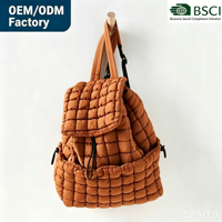 Sac à dos matelassé unisexe léger et imperméable, pliable, tendance, en coton, avec rabat supérieur et cordon de serrage, idéal pour le sport, les voyages et la gym