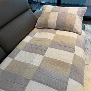 高品质手工缝制亚麻棉拼布被子床罩三件套家用 - Product Image 1