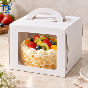 Boîte à gâteau portable en carton de 8 pouces avec poignée, support de transport pour desserts pour hôtels, boulangeries, cafés, buffets, cantines, support OEM ODM - Product Image 4