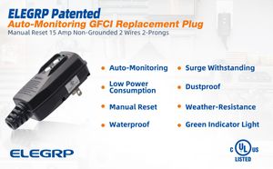 15 amp tự động thiết lập lại 2 prong tự kiểm tra Lắp Ráp Di động góc phải gfci cắm - Product Image 6