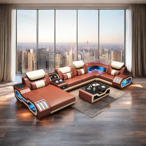 Set di Divani in Pelle Classici Personalizzabili per Salotto e <span class=keywords><strong>Camera</strong></span> da Letto, Divano Letto Angolare per Soggiorno - Product Image 2