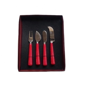 Cubiertos Juego de cuchillos de queso de acero con mango de resina Disponible en otros diseños Juego de cena de 4 piezas Juego de cubiertos Utensilios de cocina para Cena - Product Image 1