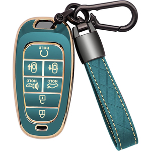 Funda Protectora de TPU para Llave de Auto <span class=keywords><strong>Hyundai</strong></span> <span class=keywords><strong>Tucson</strong></span> L Sonata, 7 Botones, Borde Dorado y Plateado, Ajuste Preciso, Antiarañazos, Antigolpes - Product Image 3