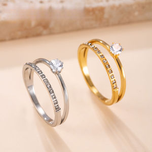 Bijoux en <span class=keywords><strong>acier</strong></span> <span class=keywords><strong>inoxydable</strong></span> les plus vendus à l'international, bagues de couple tendance, <span class=keywords><strong>acier</strong></span> <span class=keywords><strong>inoxydable</strong></span> à double couche serti de diamants creux - Product Image 3