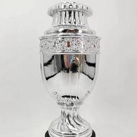 Trophée de football personnalisé en argent, design festonné, médaillon à bord cannelé, base noire en métal poli, récompense sportive