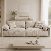 Canapé nuage en tissu d'ameublement minimaliste italien, résistant aux taches, lavable, style crème, canapé oreille d'éléphant pour salon
