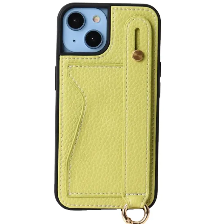 아이폰 15 13 14 12 프로 맥스에 대 한 하이 퀄리티 정품 가죽 카드 포켓 고무 범퍼 휴대 전화 케이스