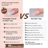 XCOATTIPS al por mayor, puntas de uñas de gel X-Coat tipo ataúd/bailarina, cobertura completa, punta francesa blanca, geles suaves, 160 unidades, puntas de uñas postizas para salón