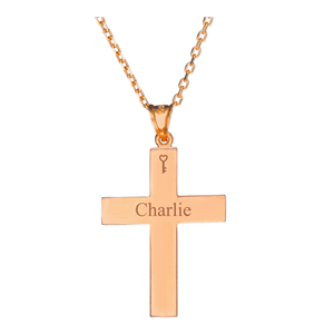 Collier croix en argent pur 925 gravé sur mesure - Product Image 5