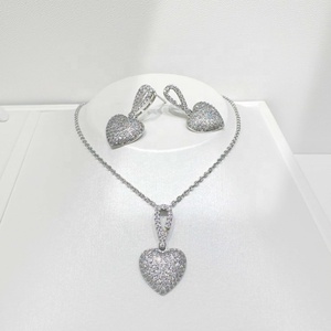 custom plata 925 sterling <b>silver</b> 2 piece heart party <b>set</b> luxury gift dainty zircon wedding korean fashion women's jewelry <b>sets</b> - Product Image 2